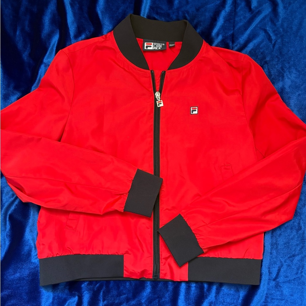 Fila Red and Black Bomber Jacket Sporty Style